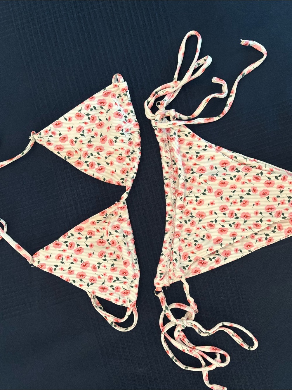 Zaful Floral Triangle Bikini Set – Cream/Pink Floral